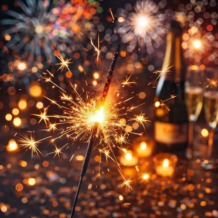 Silvester-Feuerwerk Set für Neujahrsfeiern – inkl. Wunderkerzen, Knallerbsen und Partyartikeln - Set mit 150 Teilen (Harlekin)