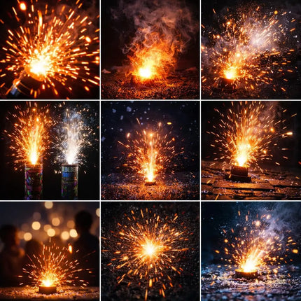 Silvester-Feuerwerk Set für Neujahrsfeiern – inkl. Wunderkerzen, Knallerbsen und Partyartikeln - Set mit 150 Teilen (Harlekin)