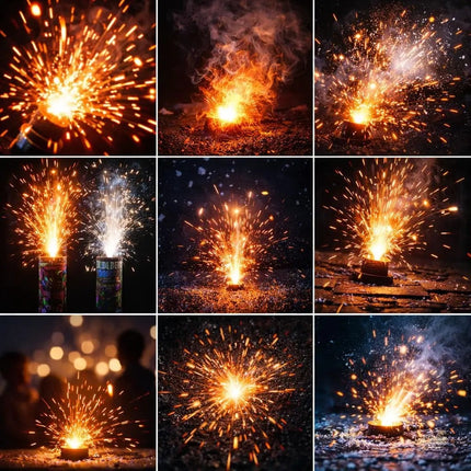 Silvester-Feuerwerk Set für Neujahrsfeiern – inkl. Wunderkerzen, Knallerbsen und Partyartikeln - Set mit 150 Teilen (Harlekin)