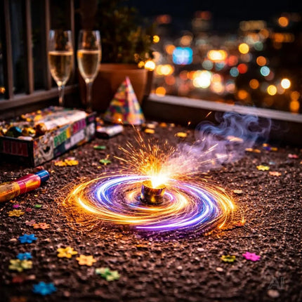 Silvester-Set für unvergessliche Neujahrsfeiern – mit Feuerwerksartikeln, Wunderkerzen und Knallerbsen - Set mit 150 Teilen (Harlekin)