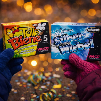 Silvester- und Feuerwerk-Set 2026 – für unvergessliche Neujahrsfeiern mit Wunderkerzen, Knallerbsen - Set mit 90 Teilen (Pyro Mix)