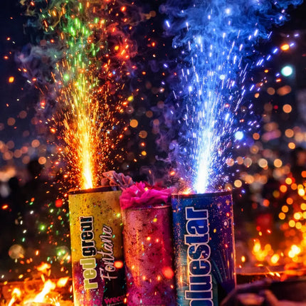 Silvester- und Feuerwerk-Set 2026 – für unvergessliche Neujahrsfeiern mit Wunderkerzen, Knallerbsen - Set mit 90 Teilen (Pyro Mix)