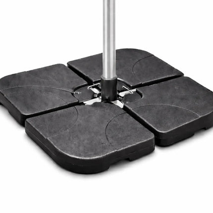 Sonnenschirmständer für Ampelschirme – Schirmgewichte für Bodenkreuz aus Kunststoff, stabiler Schirmständer für Garten & Terrasse (4-teilig bis 80 kg)