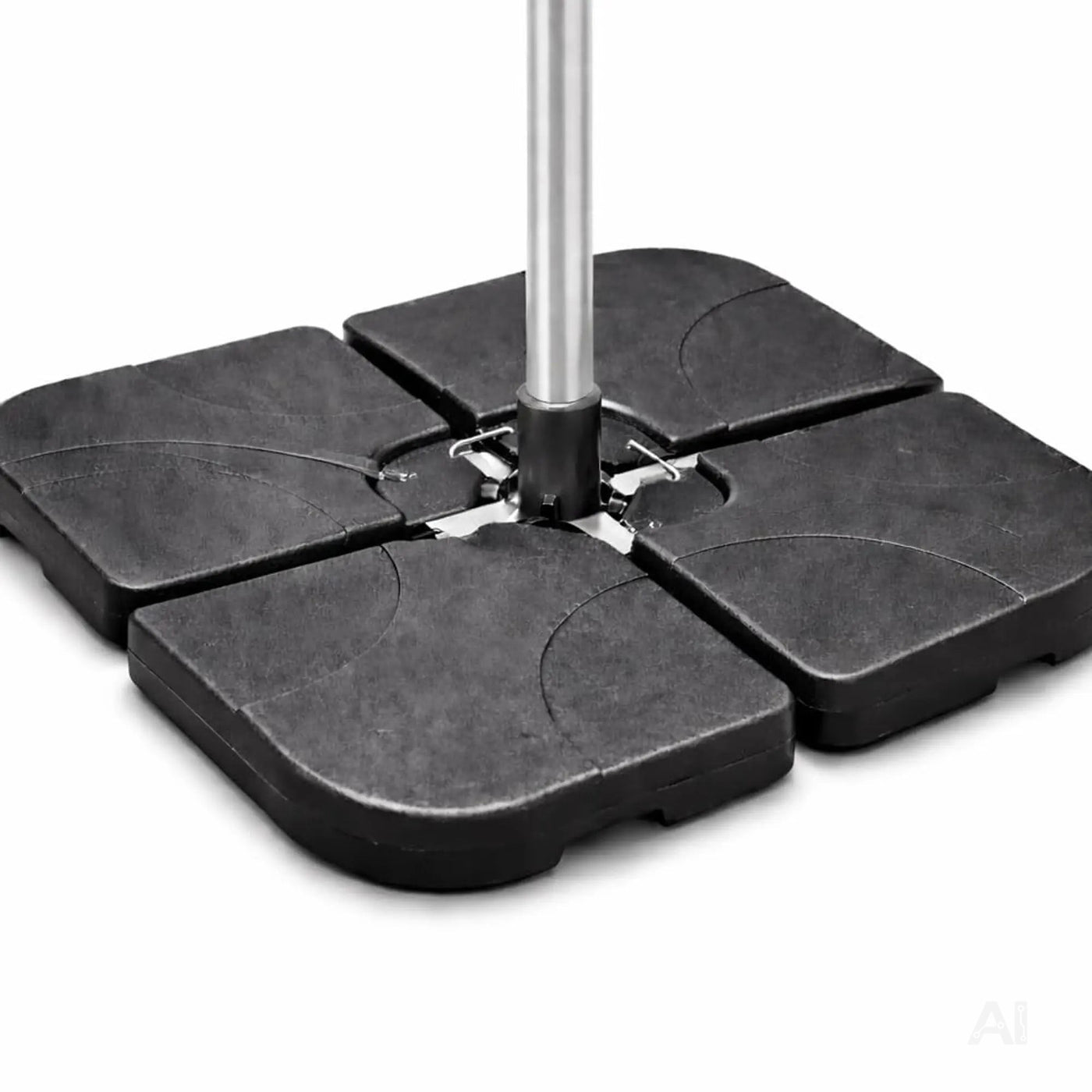 Sonnenschirmständer für Ampelschirme – Schirmgewichte für Bodenkreuz aus Kunststoff, stabiler Schirmständer für Garten & Terrasse (4-teilig bis 80 kg)