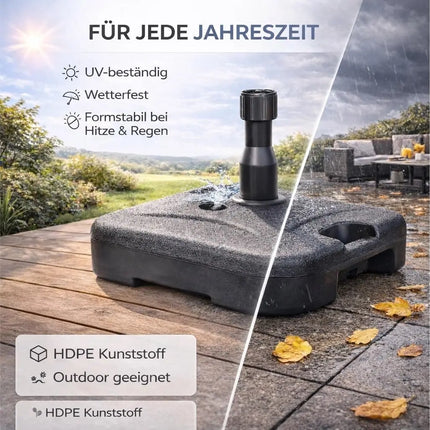 Sonnenschirmständer für Ampelschirme – Schirmgewichte für Bodenkreuz aus Kunststoff, stabiler Schirmständer für Garten & Terrasse (Einteilig bis 22 kg)