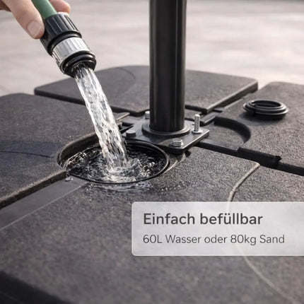 Sonnenschirmständer für Ampelschirme – Schirmgewichte für Bodenkreuz aus Kunststoff, stabiler Schirmständer für Garten & Terrasse (Einteilig bis 22 kg)