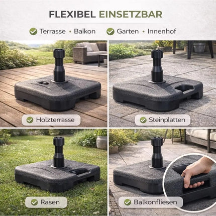 Sonnenschirmständer für Ampelschirme – Schirmgewichte für Bodenkreuz aus Kunststoff, stabiler Schirmständer für Garten & Terrasse (Einteilig bis 22 kg)