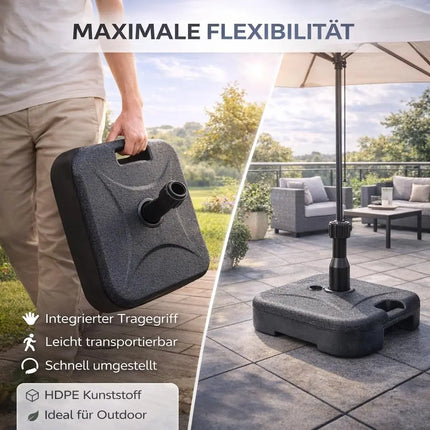 Sonnenschirmständer für Ampelschirme – Schirmgewichte für Bodenkreuz aus Kunststoff, stabiler Schirmständer für Garten & Terrasse (Einteilig bis 22 kg)