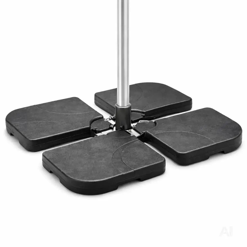 Sonnenschirmständer für Ampelschirme – Schirmgewichte zum Befüllen für Bodenkreuz aus Kunststoff & stabile Sonnenschirmständer (4-teilig bis 80 kg)