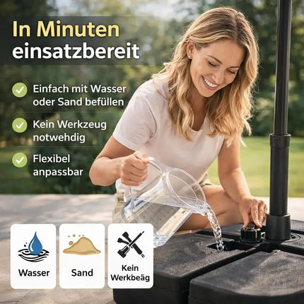 Sonnenschirmständer für Ampelschirme – Schirmgewichte zum Befüllen für Bodenkreuz aus Kunststoff – Detailansicht 4