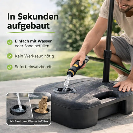 Sonnenschirmständer für Ampelschirme – Schirmgewichte zum Befüllen für Bodenkreuz aus Kunststoff & stabile Sonnenschirmständer (Einteilig bis 22 kg)