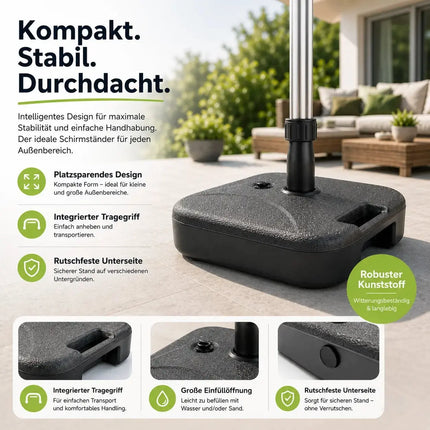 Sonnenschirmständer für Ampelschirme – Schirmgewichte zum Befüllen für Bodenkreuz aus Kunststoff – Detailansicht 4