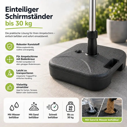 Sonnenschirmständer für Ampelschirme – Schirmgewichte zum Befüllen für Bodenkreuz aus Kunststoff – Detailansicht 5