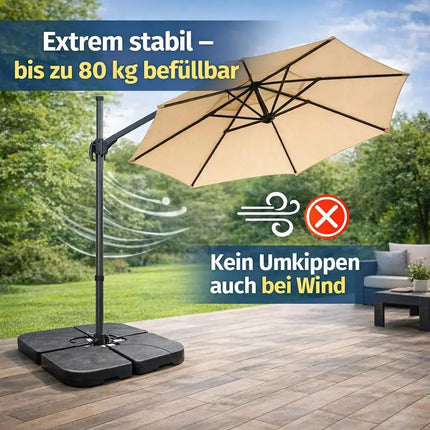 Sonnenschirmständer für Ampelschirme – befüllbare Schirmgewichte für Bodenkreuz aus Kunststoff – Detailansicht 2