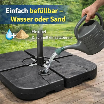 Sonnenschirmständer für Ampelschirme – befüllbare Schirmgewichte für Bodenkreuz aus Kunststoff – Detailansicht 3