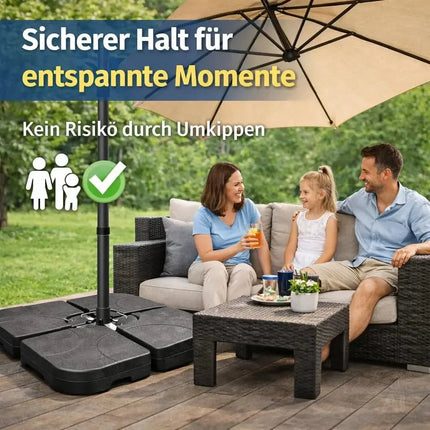Sonnenschirmständer für Ampelschirme – befüllbare Schirmgewichte für Bodenkreuz aus Kunststoff – Detailansicht 5