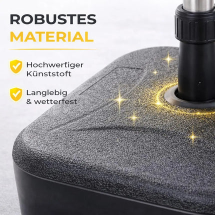 Sonnenschirmständer für Ampelschirme – befüllbare Schirmgewichte für Bodenkreuz aus Kunststoff & stabile Sonnenschirmständer (Einteilig bis 22 kg)