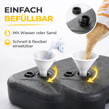 Sonnenschirmständer für Ampelschirme – befüllbare Schirmgewichte für Bodenkreuz aus Kunststoff & stabile Sonnenschirmständer (Einteilig bis 22 kg)