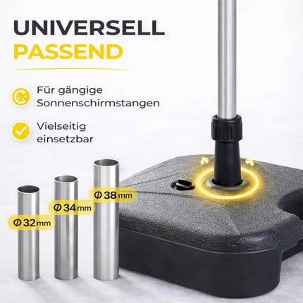 Sonnenschirmständer für Ampelschirme – befüllbare Schirmgewichte für Bodenkreuz aus Kunststoff & stabile Sonnenschirmständer (Einteilig bis 22 kg)