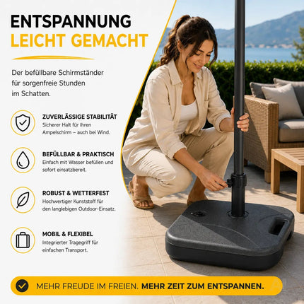 Sonnenschirmständer für Ampelschirme – befüllbare Schirmgewichte für Bodenkreuz aus Kunststoff – Detailansicht 2