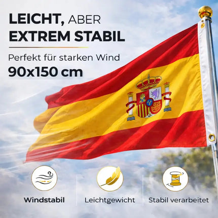 Spanien Flagge 90x150 cm – WM 2026 Weltmeisterschaft Fahne Fanartikel aus strapazierfähigem Polyester mit Metallösen