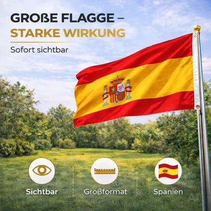 Spanien Flagge 90x150 cm – WM 2026 Weltmeisterschaft Fahne Fanartikel aus strapazierfähigem Polyester mit Metallösen