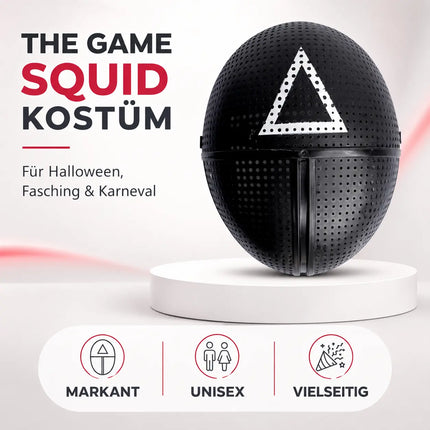 Squid Game Maske Dreieck - + 1x Spielkarte für Halloween, Fasching & Karneval