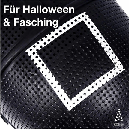 Squid Game Set - 4 in 1 - Fasching & Karneval & Halloween - für Erwachsene - Kostüm mit Anzug & Gewehr & Maske (160-190cm)
