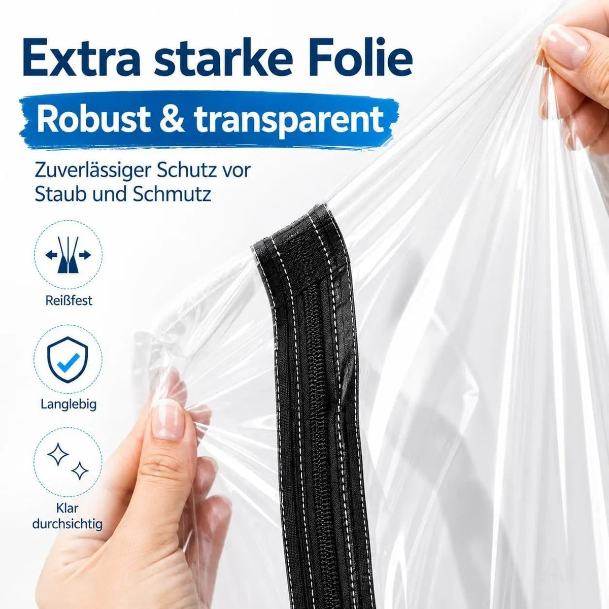 Staubschutz Folientür 110 x 220 cm – Extra starke Bautür mit Reißverschluss & Easy Comfort – Detailansicht 3