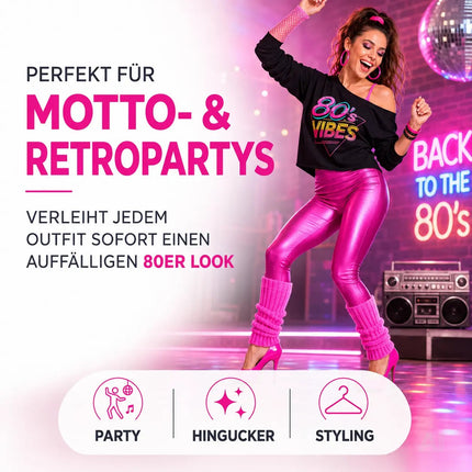 Strümpfe Neon - Stulpen neon pink - Accessoire Kostüm zu Retro neon 80er 90er Outfit Fasching & Karneval