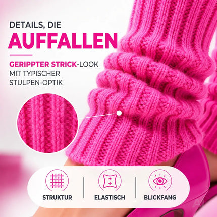 Strümpfe Neon - Stulpen neon pink - Accessoire Kostüm zu Retro neon 80er 90er Outfit Fasching & Karneval