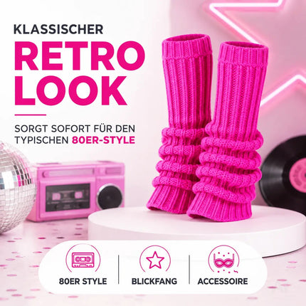 Strümpfe Neon - Stulpen neon pink - Accessoire Kostüm zu Retro neon 80er 90er Outfit Fasching & Karneval