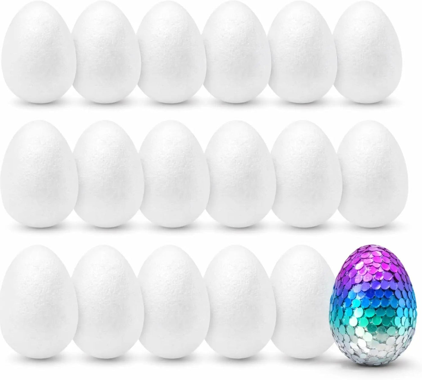 Styroporeier 6 cm – Eier aus Styropor – Plastikeier zum Bemalen – Ostereier aus Kunststoff, Kunststoffeier, zum Basteln – Eier als Deko Dekoration an Ostern
