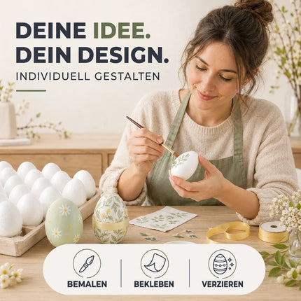 Styroporeier 6 cm – Eier aus Styropor – Plastikeier zum Bemalen – Ostereier aus Kunststoff, Kunststoffeier, zum Basteln – Eier als Deko Dekoration an Ostern