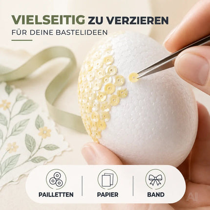 Styroporeier 6 cm – Eier aus Styropor – Plastikeier zum Bemalen – Ostereier aus Kunststoff, Kunststoffeier, zum Basteln – Eier als Deko Dekoration an Ostern