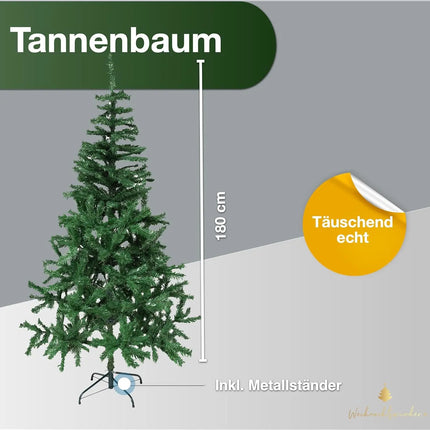 Tannenbaum künstlich 180 cm - Weihnachtsbaum grün - naturgetreue Nordmanntanne - täuschend echt mit Ständer