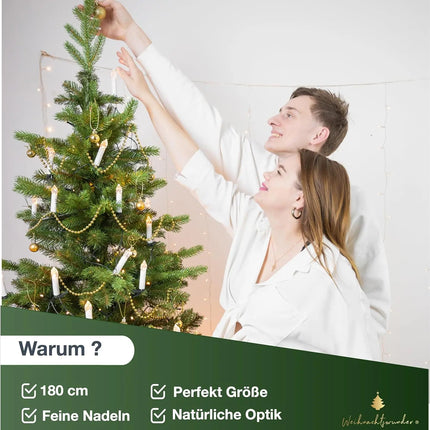 Tannenbaum künstlich 180 cm - Weihnachtsbaum grün - naturgetreue Nordmanntanne - täuschend echt mit Ständer