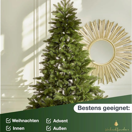 Tannenbaum künstlich 180 cm - Weihnachtsbaum grün - naturgetreue Nordmanntanne - täuschend echt mit Ständer