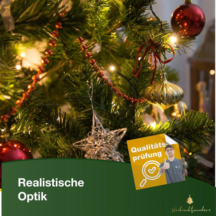 Tannenbaum künstlich 180 cm - Weihnachtsbaum grün - naturgetreue Nordmanntanne - täuschend echt mit Ständer