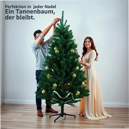 Tannenbaum künstlich 180 cm - Weihnachtsbaum grün - naturgetreue Nordmanntanne - täuschend echt mit Ständer