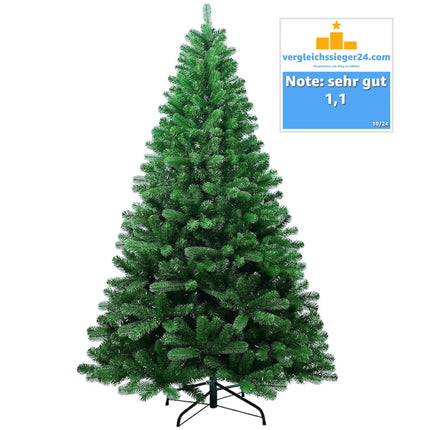 Tannenbaum künstlich 180 cm - Weihnachtsbaum grün - naturgetreue Nordmanntanne - täuschend echt mit Ständer