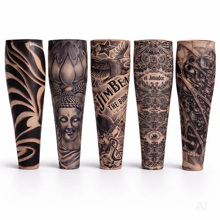 Tattoo Ärmel Tattoo Strumpf Sleeve aus Nylon – 5X täuschend echt Armstrumpf Herren für Fasching & Karnival & Halloween Rocker