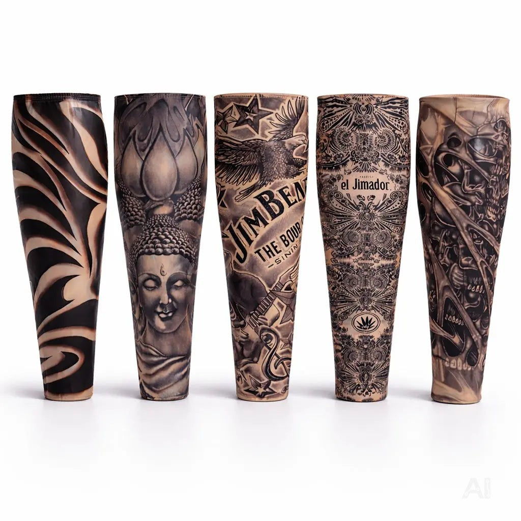 Tattoo Ärmel Tattoo Strumpf Sleeve aus Nylon – 5X täuschend echt Armstrumpf Herren für Fasching & Karnival & Halloween Rocker