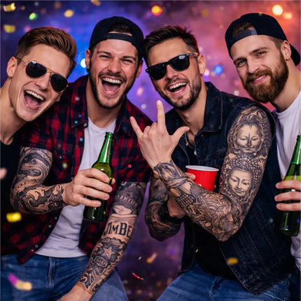 Tattoo Ärmel Tattoo Strumpf Sleeve aus Nylon – 5X täuschend echt Armstrumpf Herren für Fasching & Karnival & Halloween Rocker