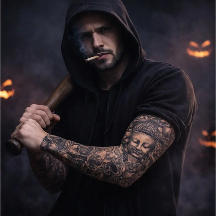 Tattoo Ärmel Tattoo Strumpf Sleeve aus Nylon – 5X täuschend echt Armstrumpf Herren für Fasching & Karnival & Halloween Rocker