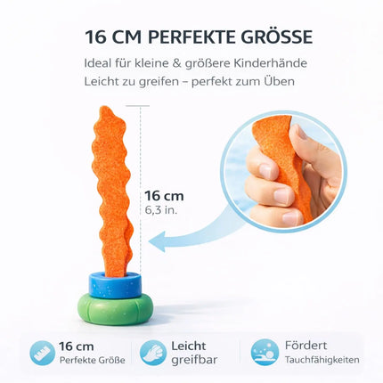Tauchringe & Tauchstäbe für Kinder & Erwachsene – Wasserspielzeug für Pool, Schwimmbad & Tauchspiele (3x Seegras)