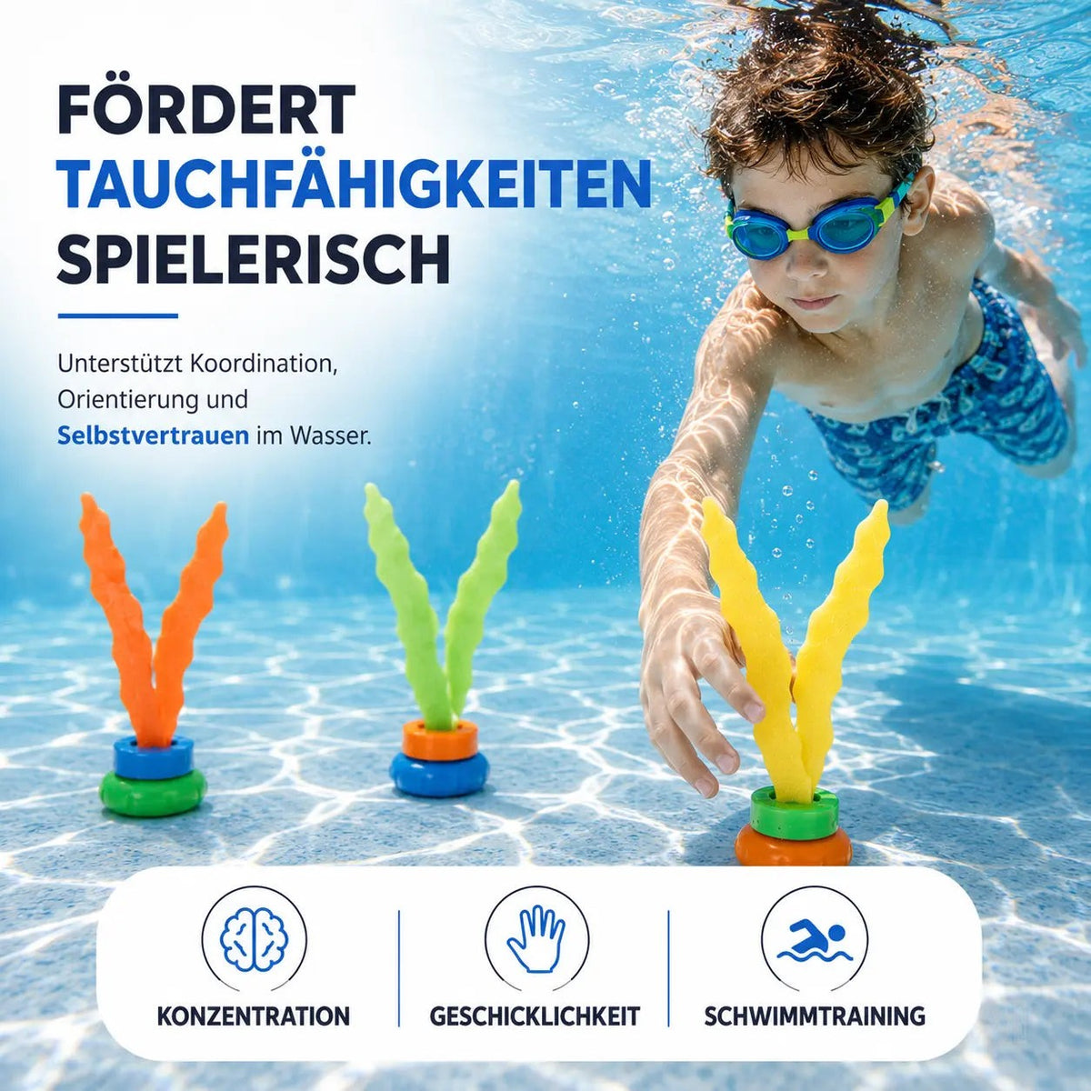 Tauchringe & Tauchstäbe für Kinder & Erwachsene – Wasserspielzeug für Pool, Schwimmbad – Detailansicht 6