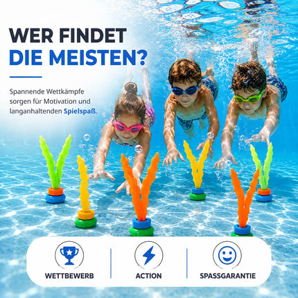 Tauchringe & Tauchstäbe für Kinder & Erwachsene – Wasserspielzeug für Pool, Schwimmbad & Tauchspiele (3x Seegras)
