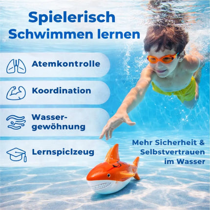 Tauchringe & Tauchstäbe für Kinder & Erwachsene – Wasserspielzeug für Pool, Schwimmbad & Tauchspiele (4x Hai)