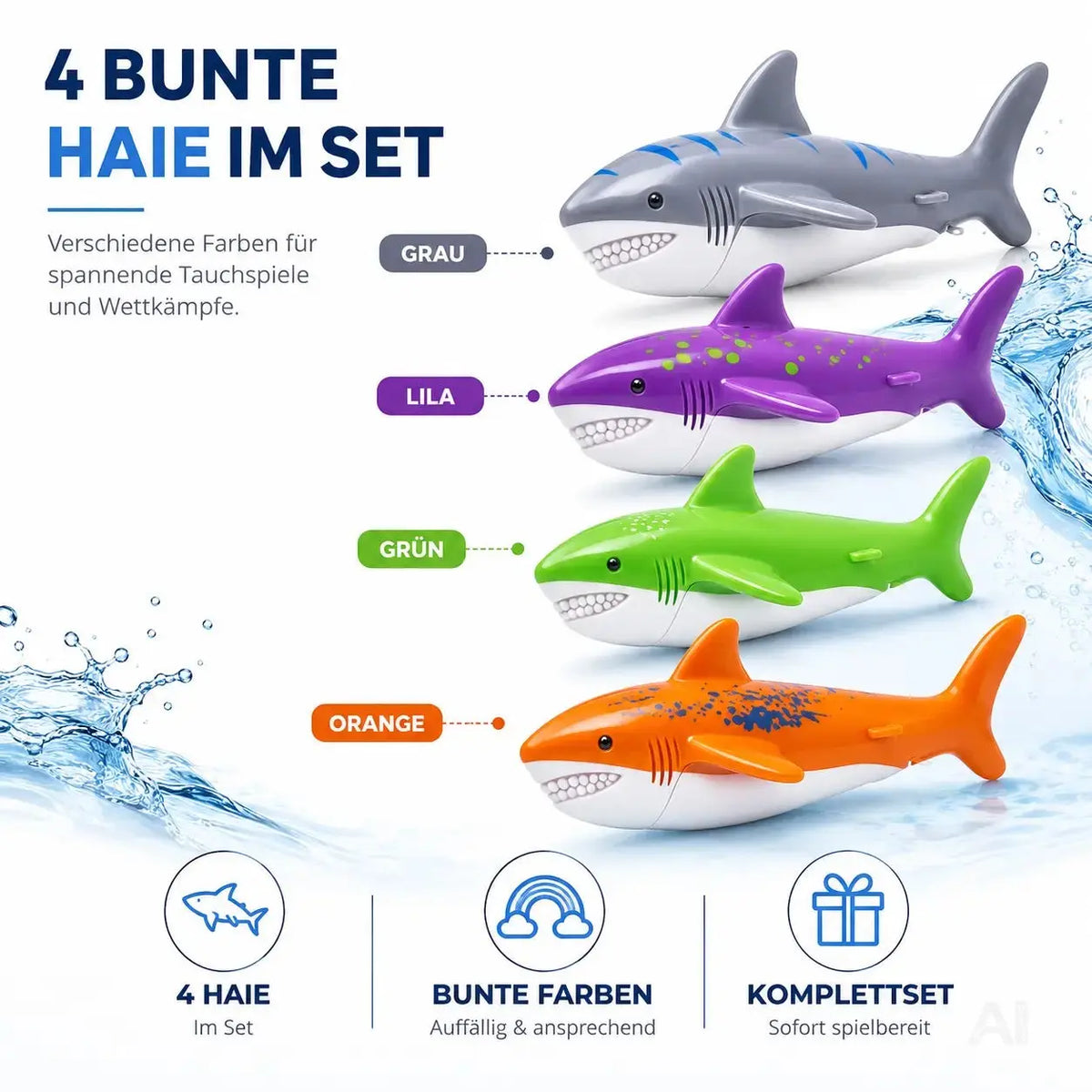 Tauchringe & Tauchstäbe für Kinder & Erwachsene – Wasserspielzeug für Pool, Schwimmbad – Detailansicht 3